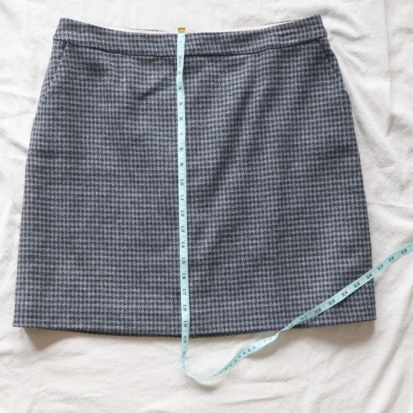 Boden British Tweed Houndstooth A-Line Skirt Womens 12 Gray Navy Workwear Twee - Picture 7 of 7